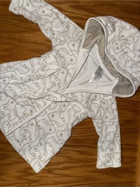 Carters Cozy White & Tan Bear Hooded Kids Pajama Robe
